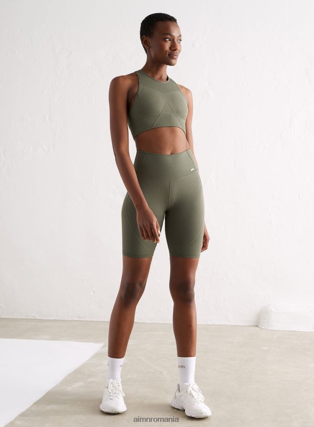 îmbrăcăminte AIM'N Crop top fără cusături olive motion femei F22RH4172