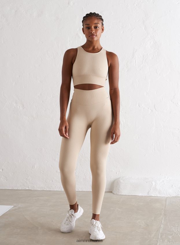 îmbrăcăminte AIM'N cafe au lait crop top cu nervuri fără cusături femei F22RH4254