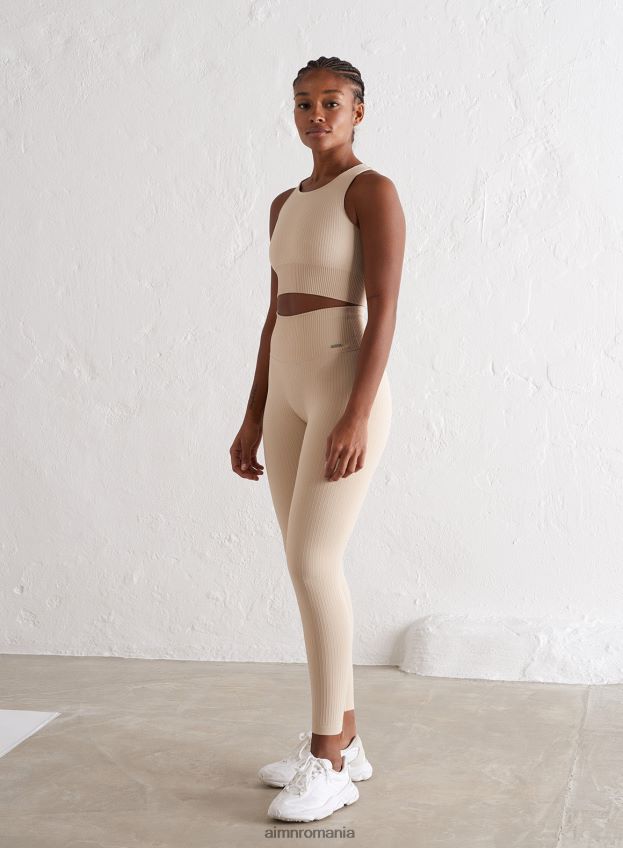 îmbrăcăminte AIM'N cafe au lait crop top cu nervuri fără cusături femei F22RH4254