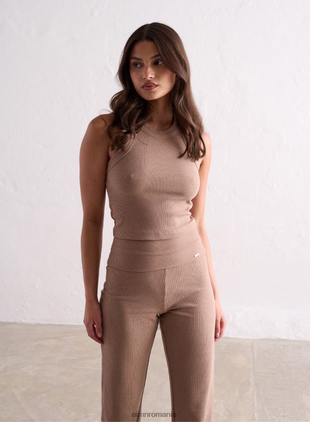 îmbrăcăminte AIM'N toffee melange ease maiou cu nervuri femei F22RH4301