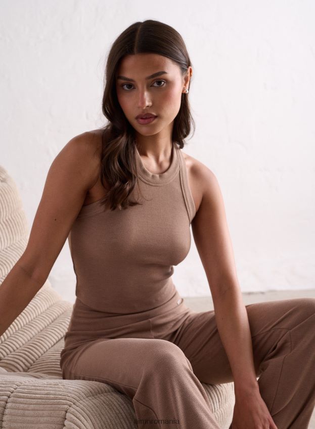 îmbrăcăminte AIM'N toffee melange ease maiou cu nervuri femei F22RH4301