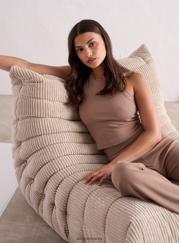 îmbrăcăminte AIM'N toffee melange ease maiou cu nervuri femei F22RH4301