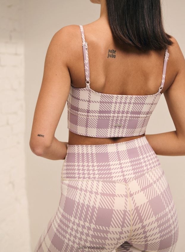 îmbrăcăminte AIM'N sutien cu curea în carouri violet praf femei F22RH4234