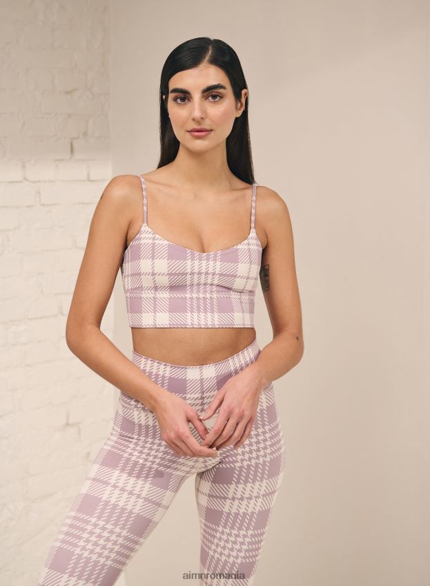 îmbrăcăminte AIM'N sutien cu curea în carouri violet praf femei F22RH4234