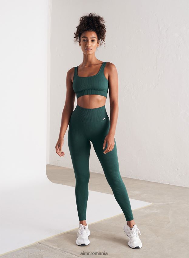 îmbrăcăminte AIM'N sutien fără cusături cu coaste verde pin femei F22RH4175