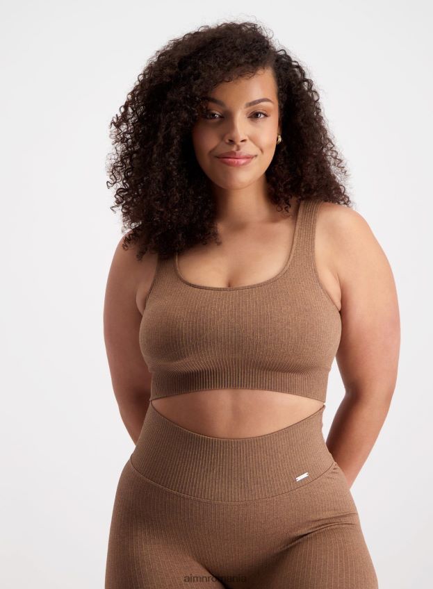 îmbrăcăminte AIM'N sutien fără cusături cu nervuri din bronz femei F22RH4224