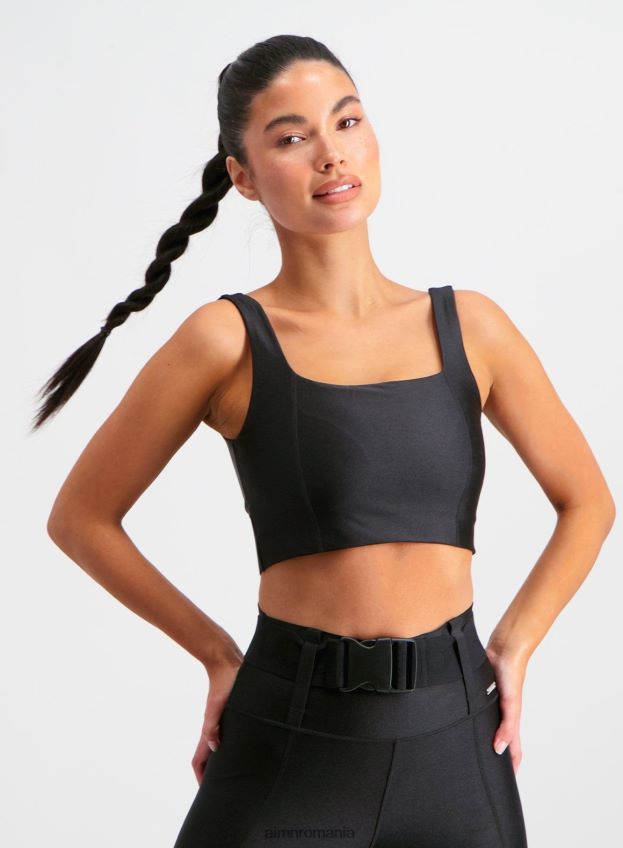 îmbrăcăminte AIM'N sutien pătrat negru strălucitor femei F22RH4246